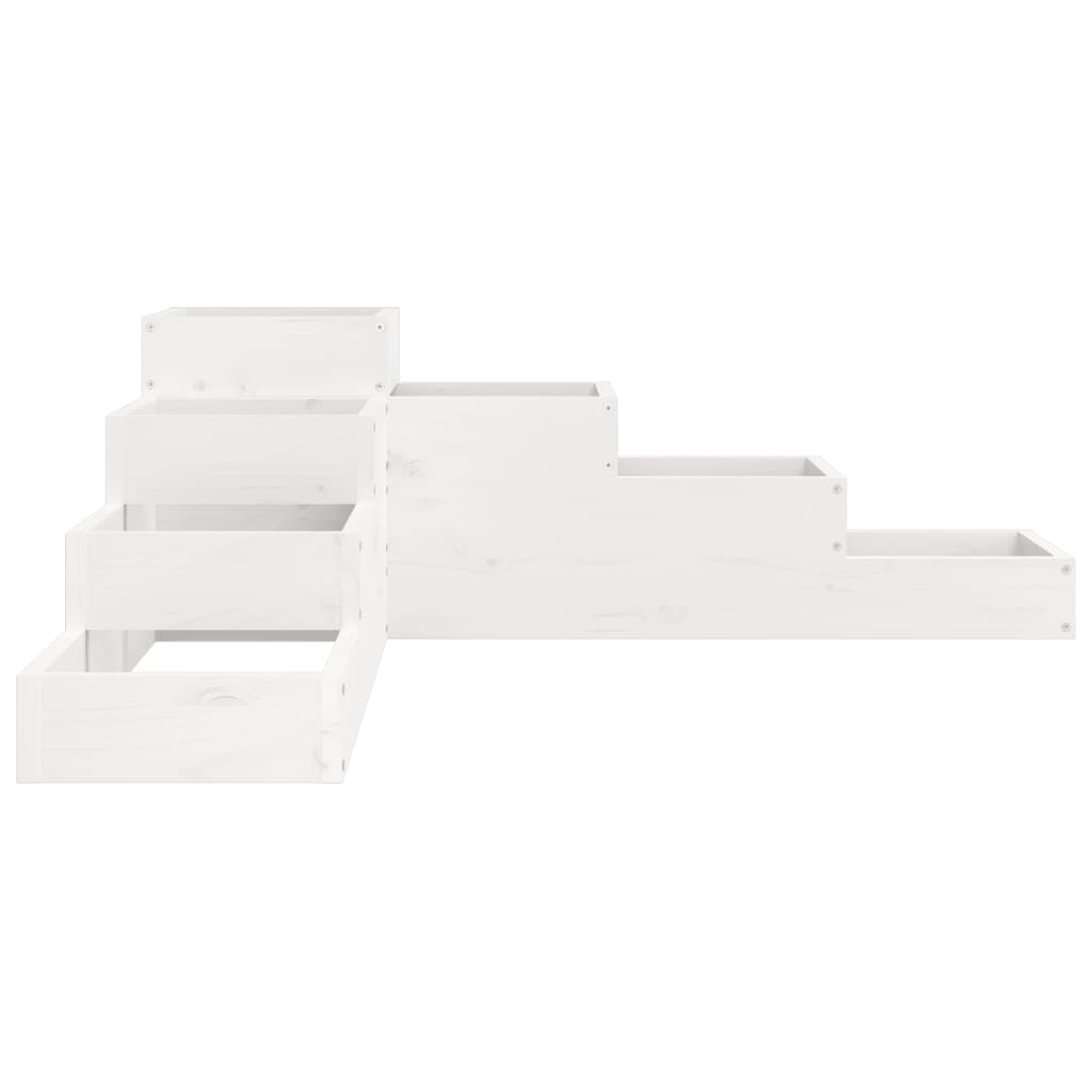 Pflanzentreppe 4 Stufen 106X104,5X36 Cm Weiß Massivholz Kiefer
