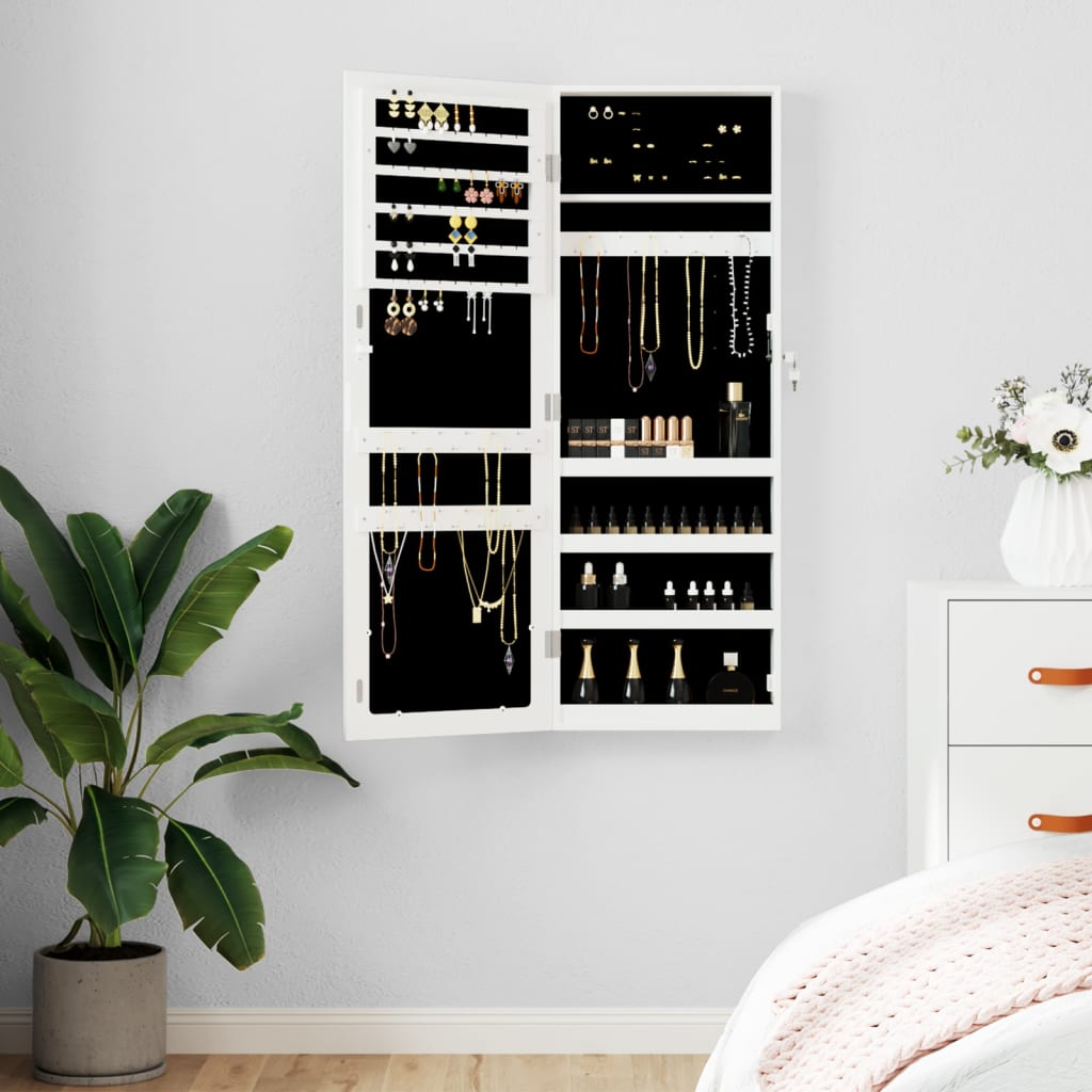 Schmuckschrank Mit Spiegel Wandmontage 37,5X10X106 Cm