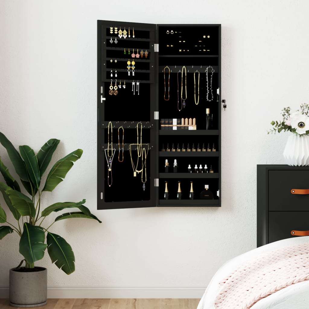 Schmuckschrank Mit Spiegel Wandmontage 37,5X10X106 Cm