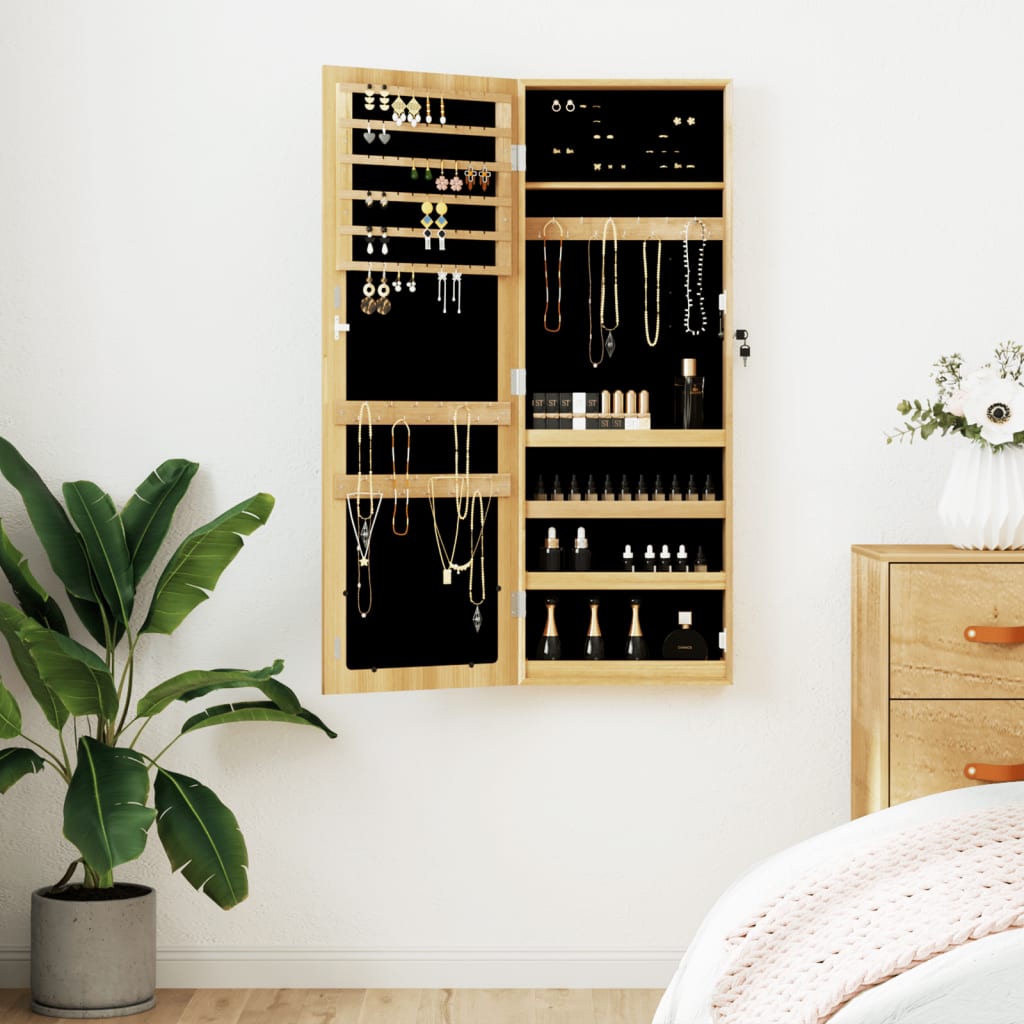 Schmuckschrank Mit Spiegel Wandmontage 37,5X10X106 Cm