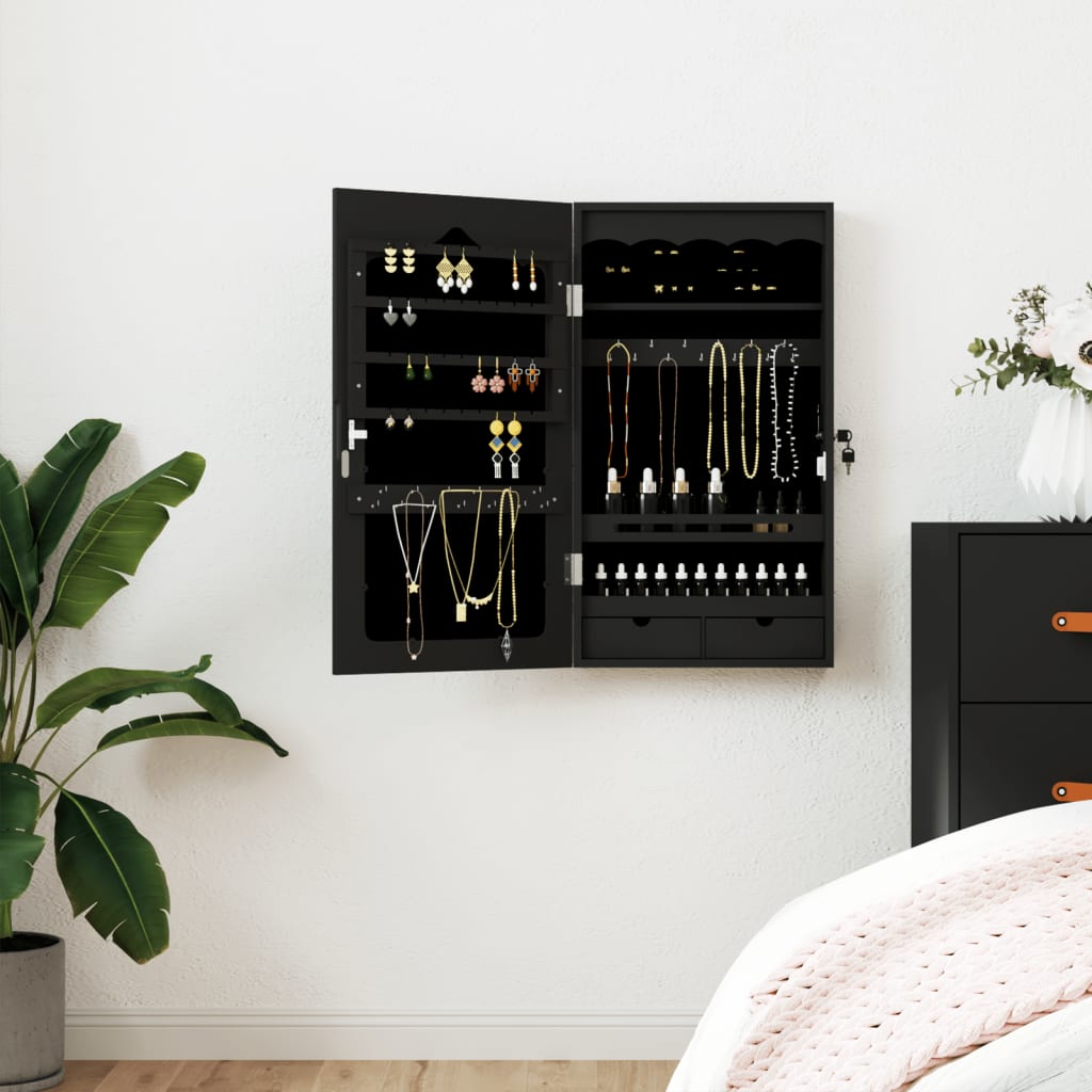 Schmuckschrank Mit Spiegel Wandmontage 37,5X10X106 Cm