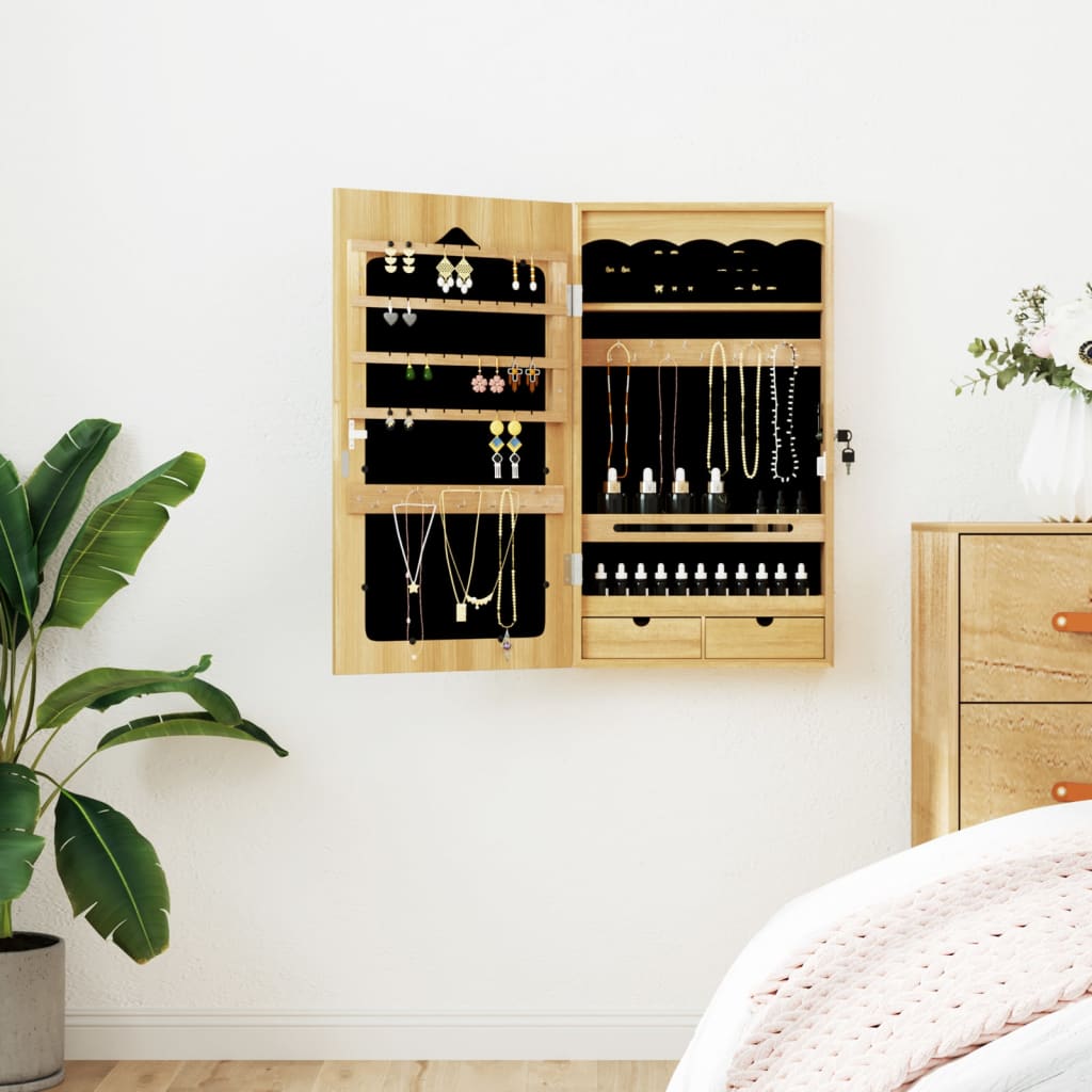 Schmuckschrank Mit Spiegel Wandmontage 37,5X10X106 Cm