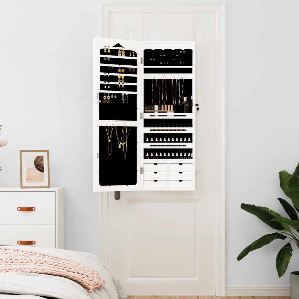 Schmuckschrank Mit Spiegel Wandmontage 37,5X10X106 Cm