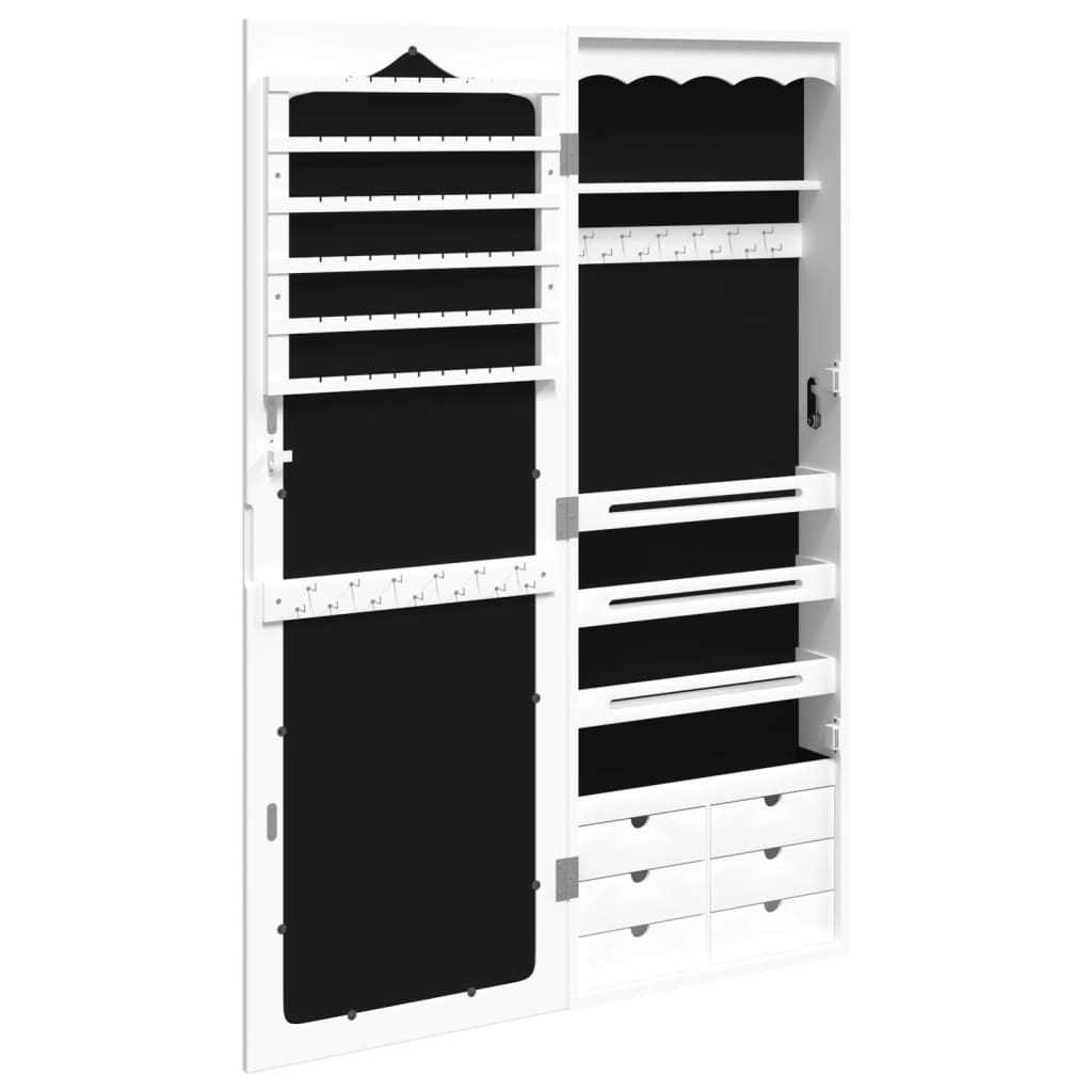 Schmuckschrank Mit Spiegel Wandmontage 37,5X10X106 Cm