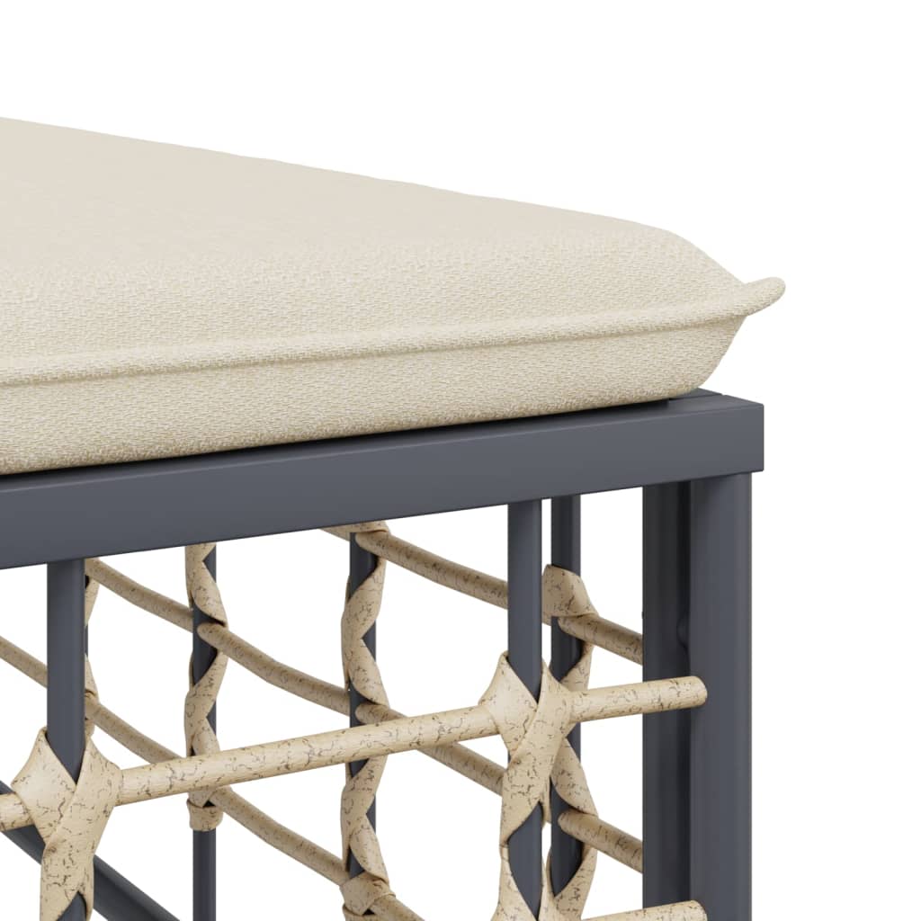3-Tlg. Garten-Lounge-Set Mit Kissen Anthrazit Poly Rattan