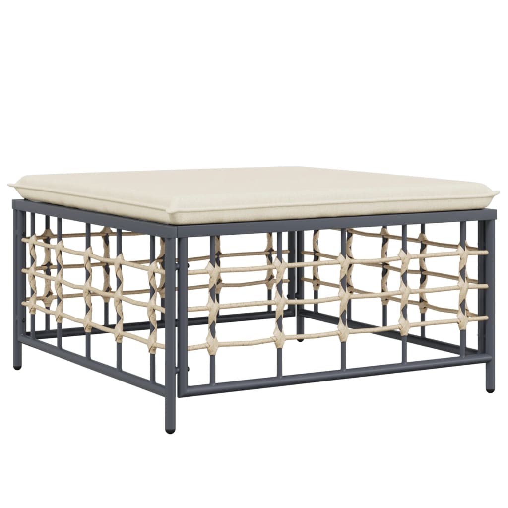 4-Tlg. Garten-Lounge-Set Mit Kissen Anthrazit Poly Rattan