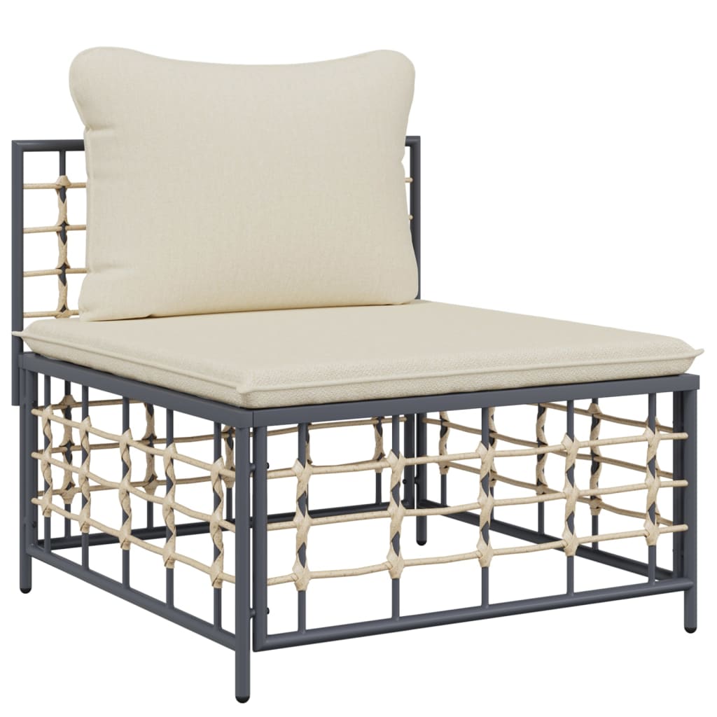 6-Tlg. Garten-Lounge-Set Mit Kissen Anthrazit Poly Rattan