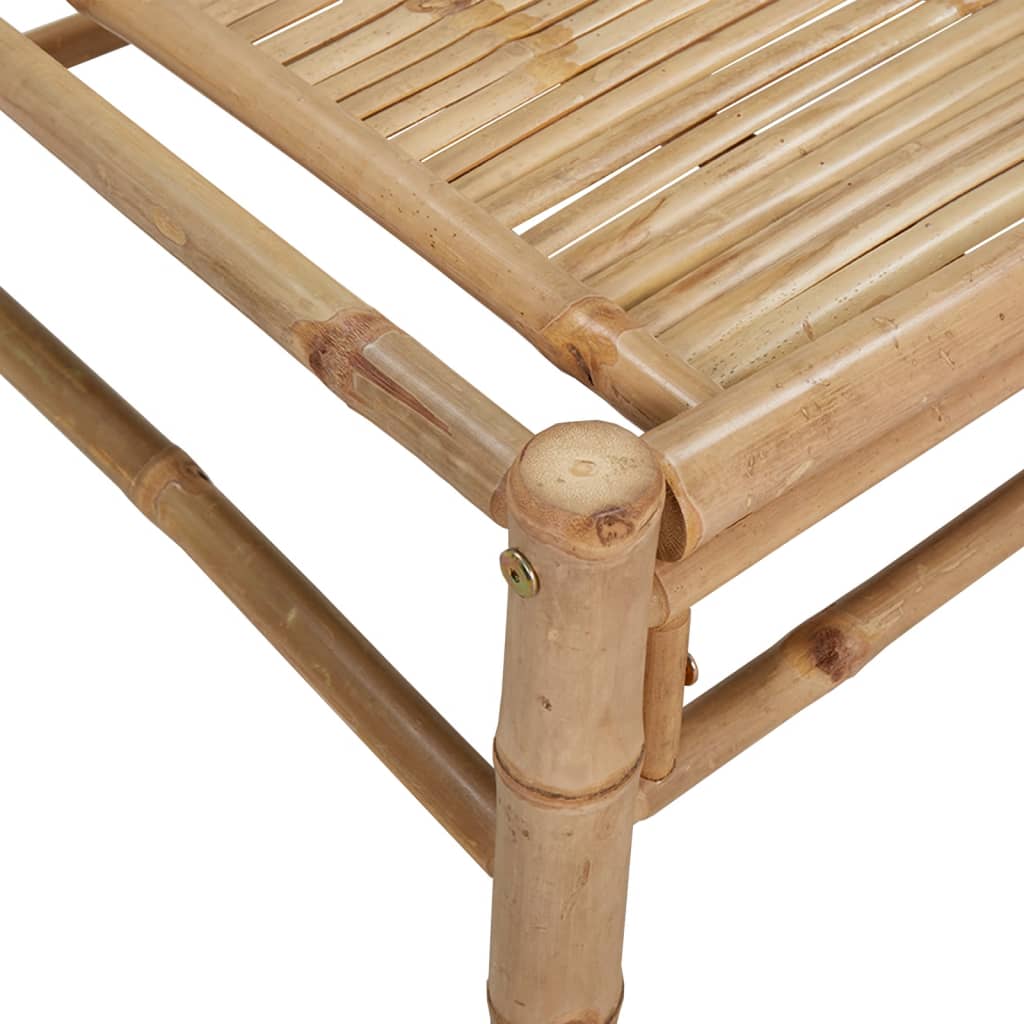 2-Tlg. Garten-Lounge-Set Mit Weißen Kissen Bambus