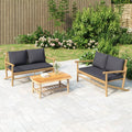 2-Tlg. Garten-Lounge-Set Mit Weißen Kissen Bambus