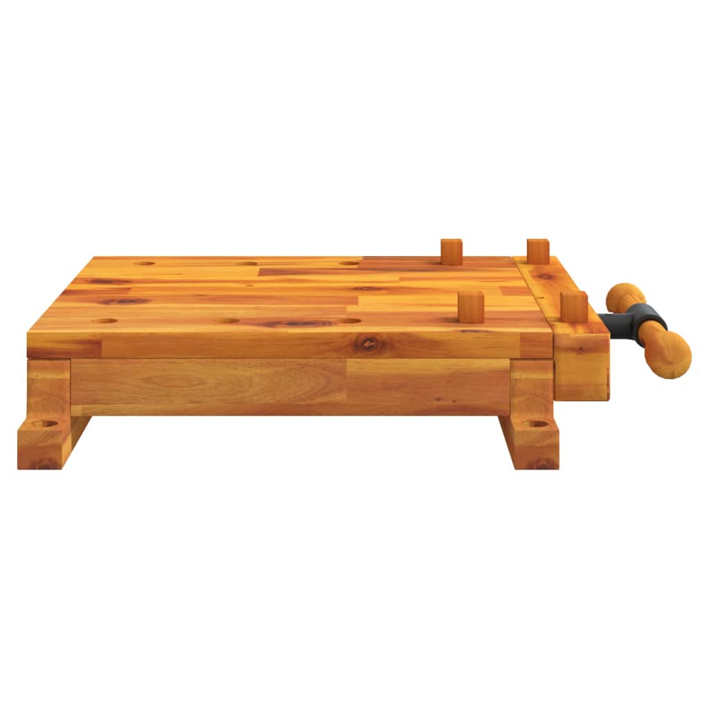 Werkbankplatte Mit Schraubstock 52X44X9,5 Cm Massivholz Akazie