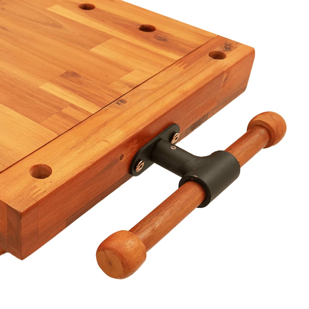 Werkbankplatte Mit Schraubstock 52X44X9,5 Cm Massivholz Akazie