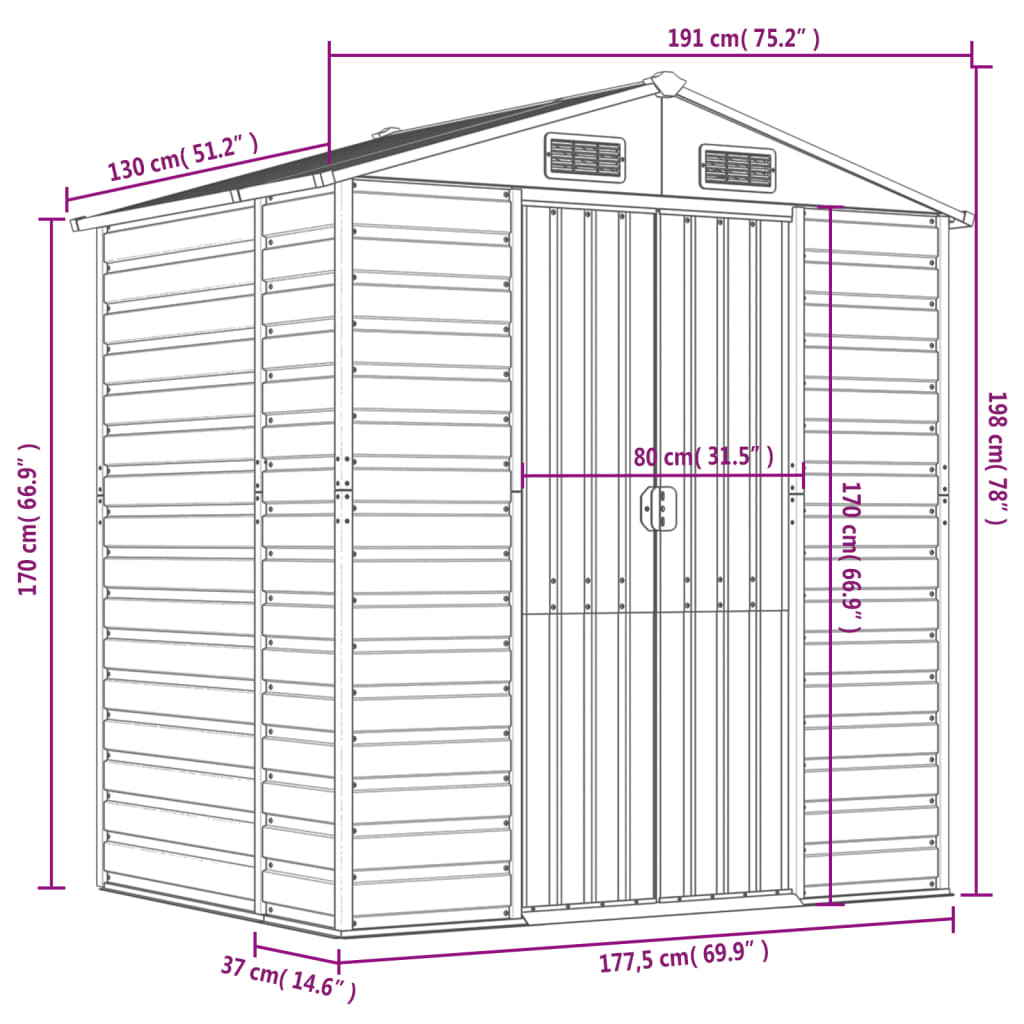 Gerätehaus Verzinkter Stahl