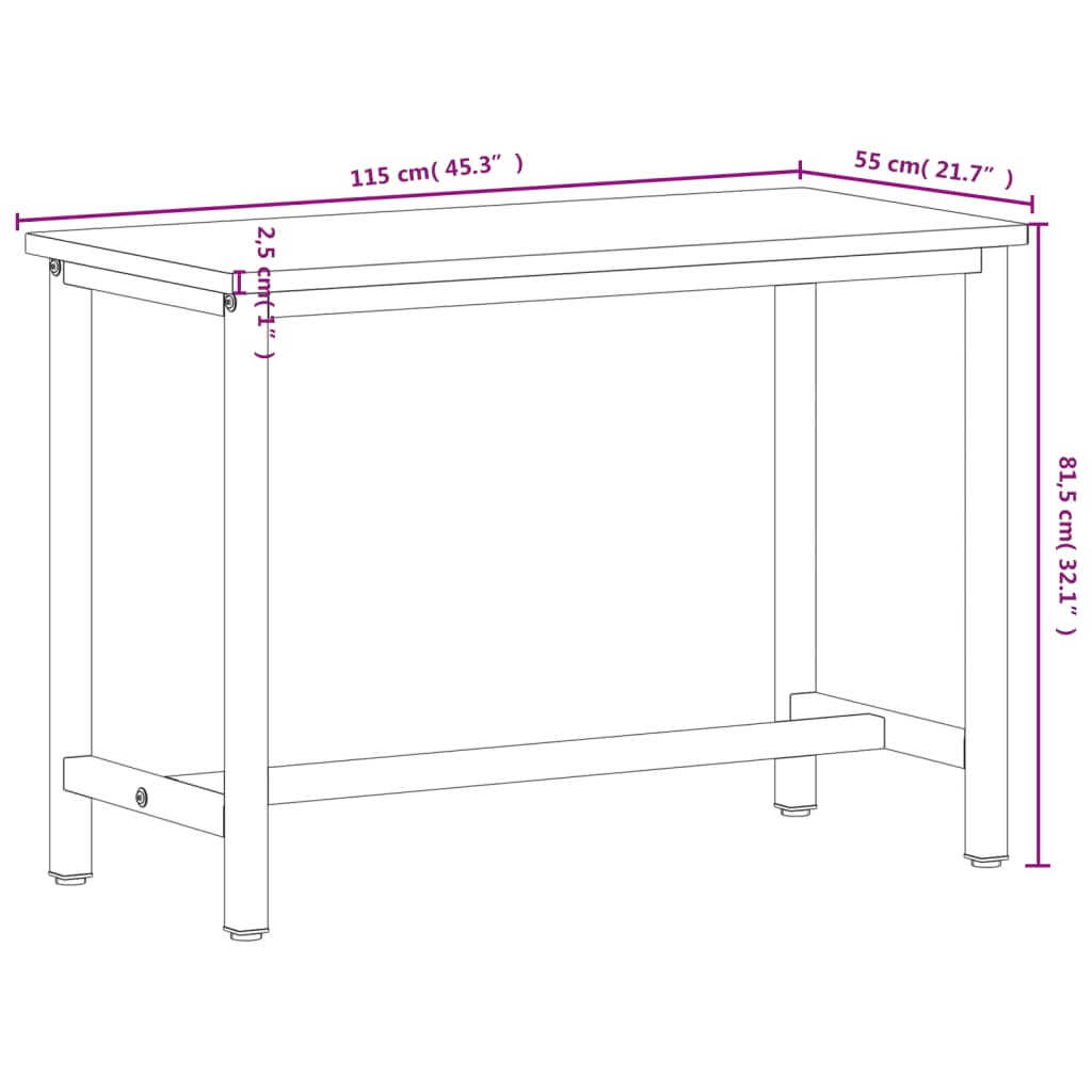 Werkbank 115X55X81,5 Cm Massivholz Buche Und Metall
