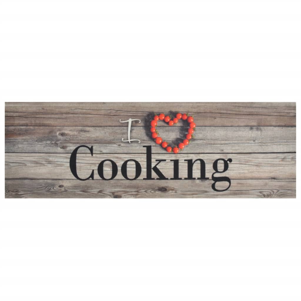 Küchenteppich Waschbar Cooking Grau Samt Holz