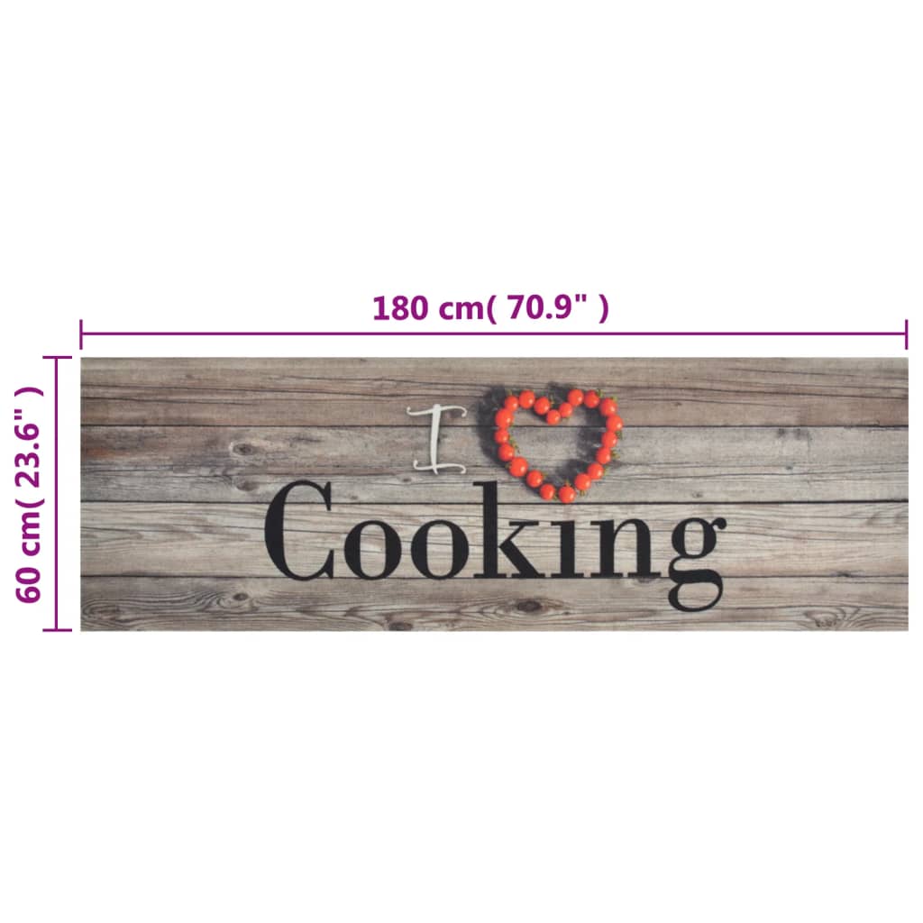Küchenteppich Waschbar Cooking Grau Samt Holz