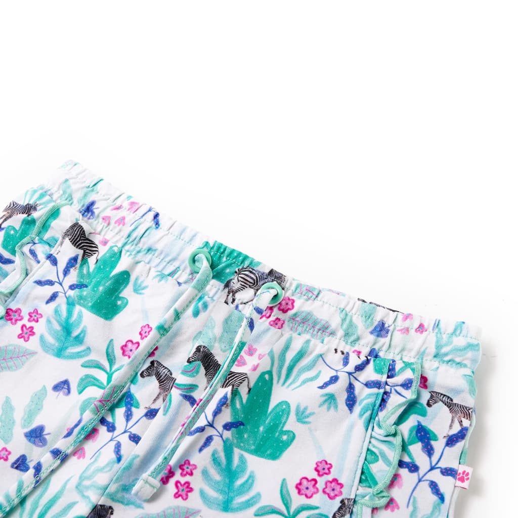 Kindershorts Mit Kordelzug Ecru Und Dunkles Minzgrün 128