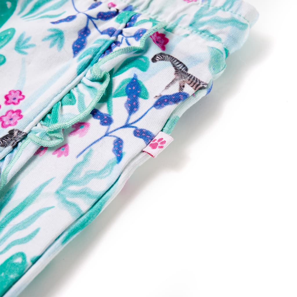 Kindershorts Mit Kordelzug Ecru Und Dunkles Minzgrün 128