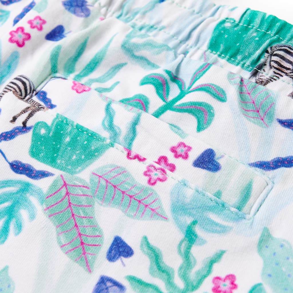 Kindershorts Mit Kordelzug Ecru Und Dunkles Minzgrün 128