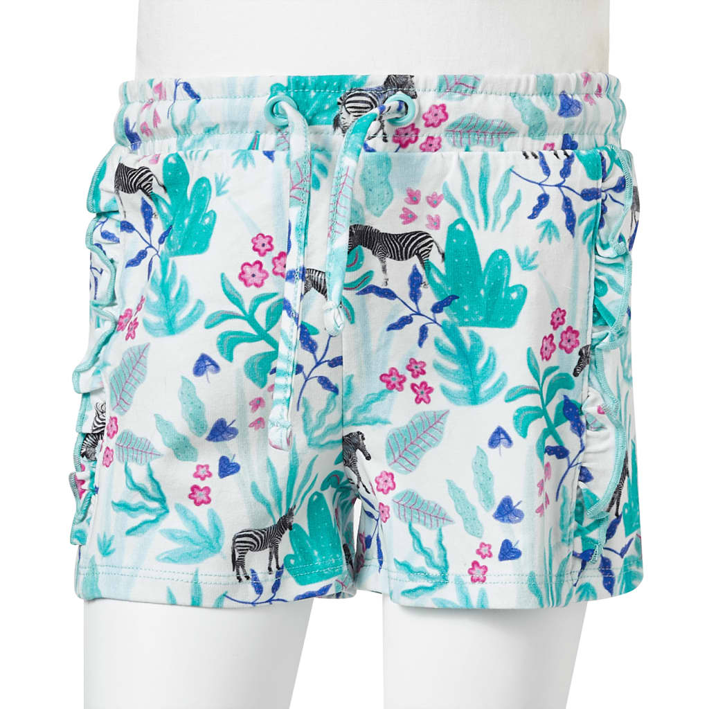 Kindershorts Mit Kordelzug Ecru Und Dunkles Minzgrün 128