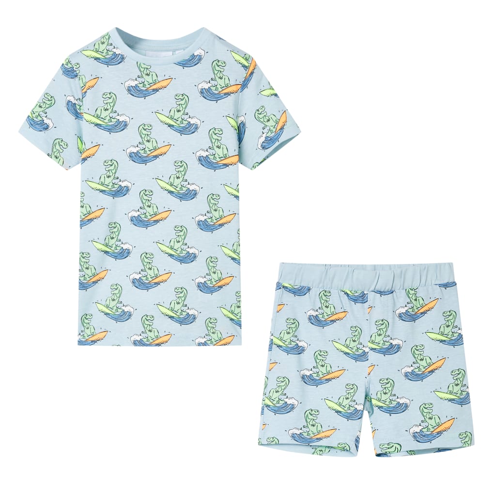 Kinderpyjama Mit Kurzen Ärmeln Hellblau 140