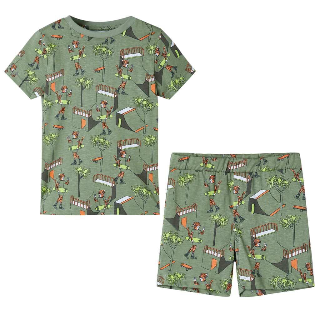 Kinderpyjama Mit Kurzen Ärmeln Hellkhaki 104