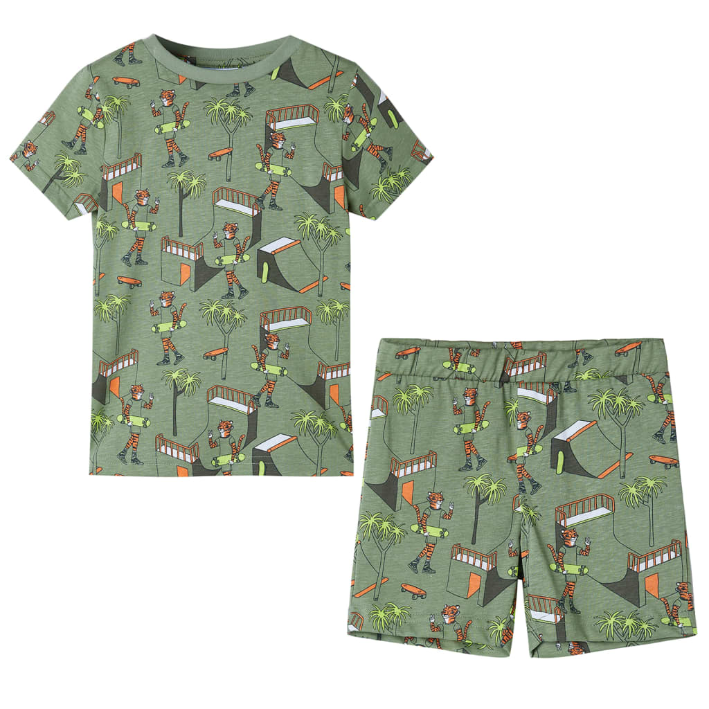 Kinderpyjama Mit Kurzen Ärmeln Hellkhaki 104