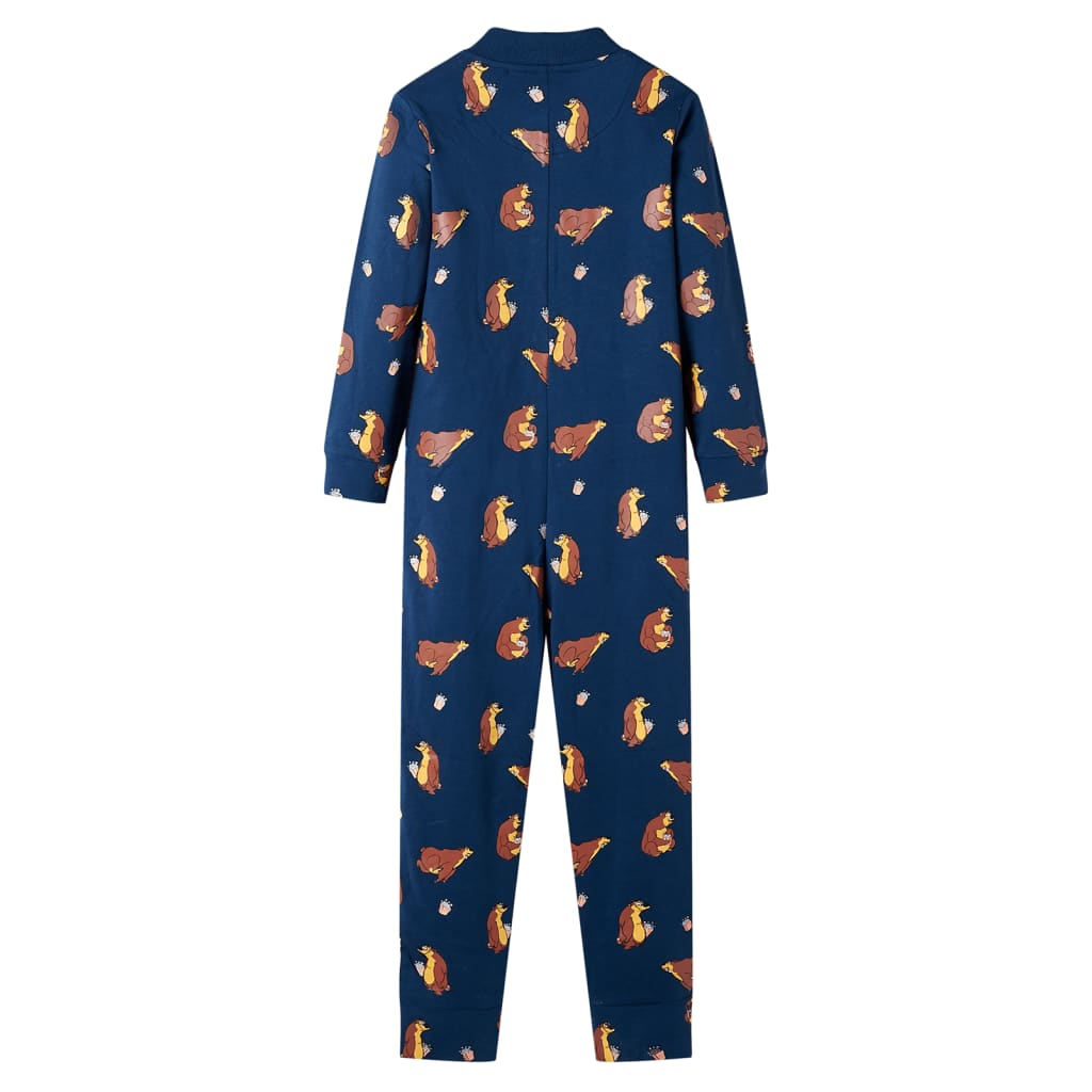 Kinder-Schlafanzug Einteiler Jeansblau 104