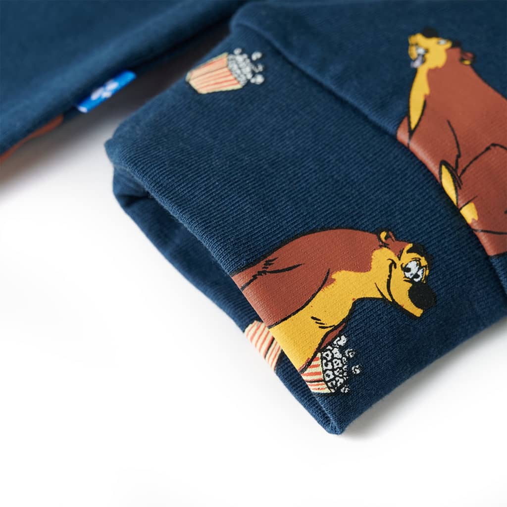 Kinder-Schlafanzug Einteiler Jeansblau 104