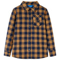 Kinderhemd Karomuster Cognac Und Blau 104