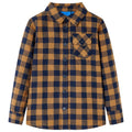 Kinderhemd Karomuster Cognac Und Blau 104