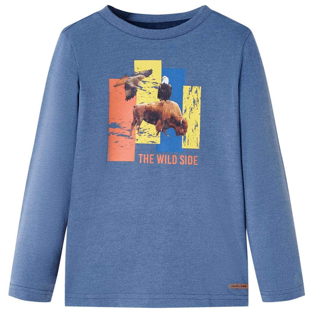 Kinder-Langarmshirt Blau Melange 128