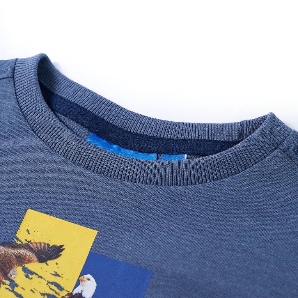 Kinder-Langarmshirt Blau Melange 128