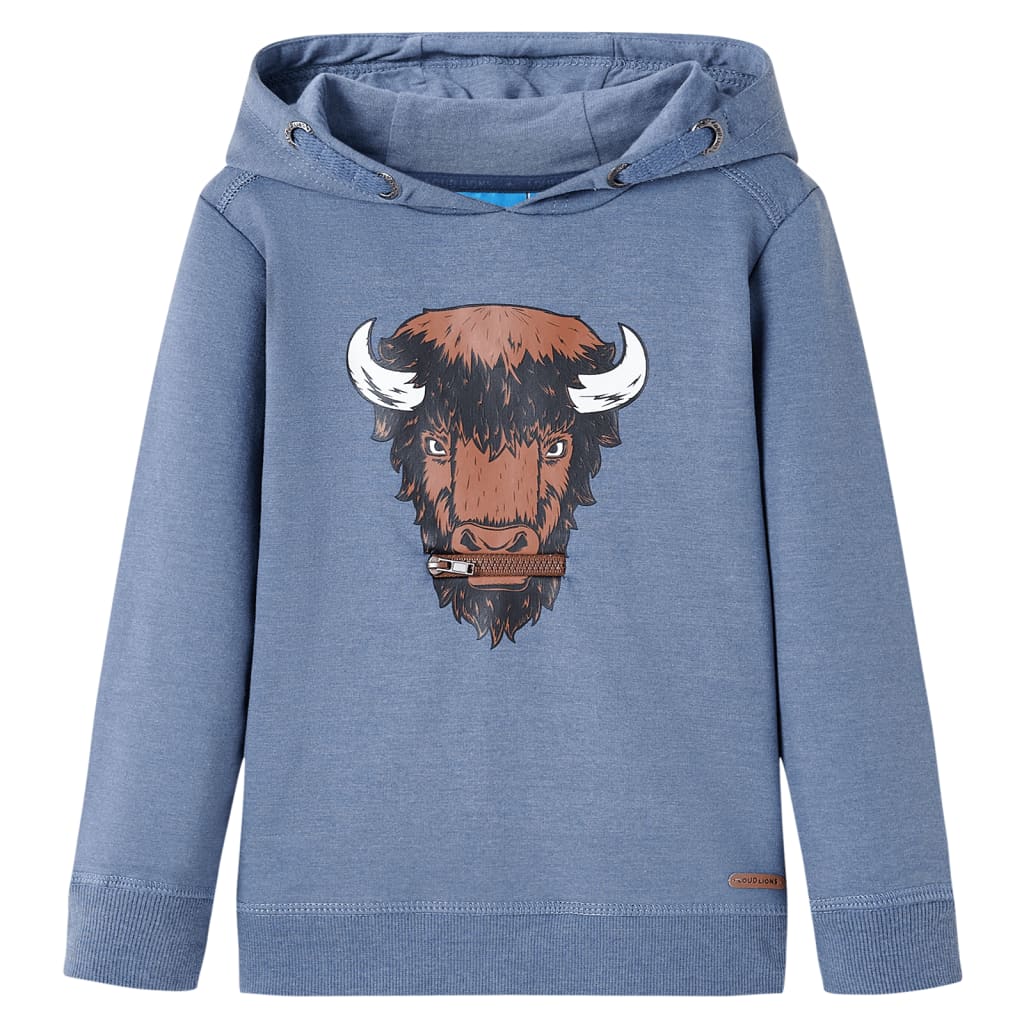 Kinder-Kapuzenpullover Blau Melange 140