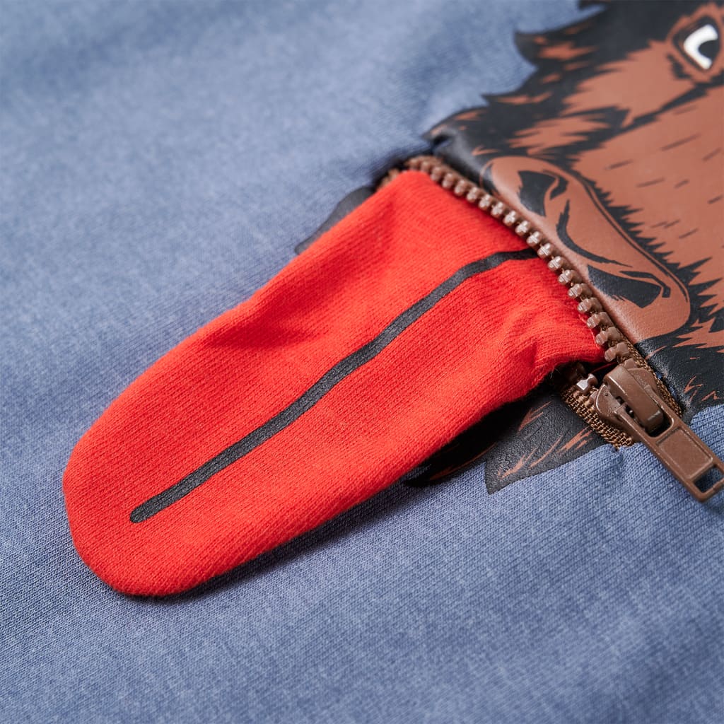 Kinder-Kapuzenpullover Blau Melange 140