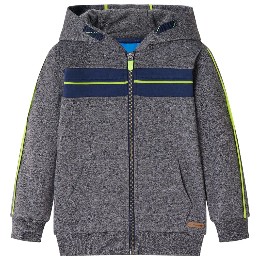 Kinder-Kapuzenpullover Mit Reißverschluss Grau Melange 92