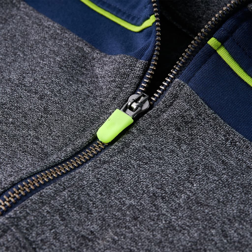 Kinder-Kapuzenpullover Mit Reißverschluss Grau Melange 92