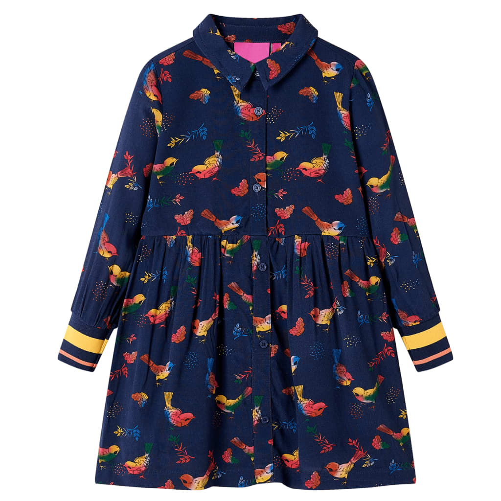 Kinderkleid Mit Langen Ärmeln Marineblau 116