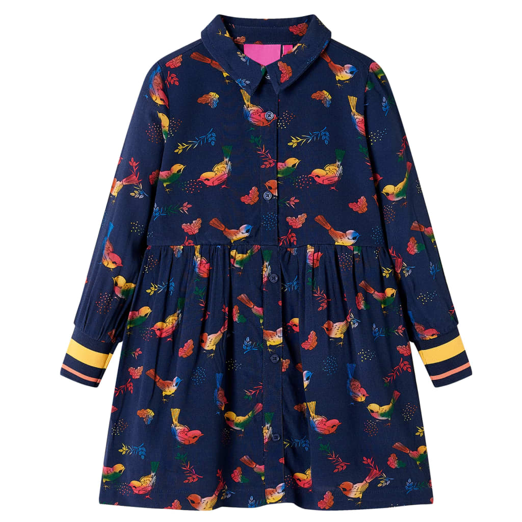 Kinderkleid Mit Langen Ärmeln Marineblau 116