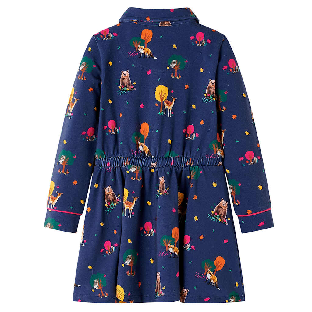 Kinderkleid Mit Langen Ärmeln Und Kordelzug Marineblau 92