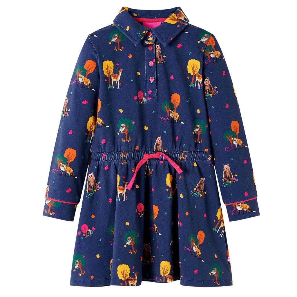 Kinderkleid Mit Langen Ärmeln Und Kordelzug Marineblau 92