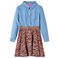 Kinderkleid Mit Langen Ärmeln Marineblau Und Jeansblau 116