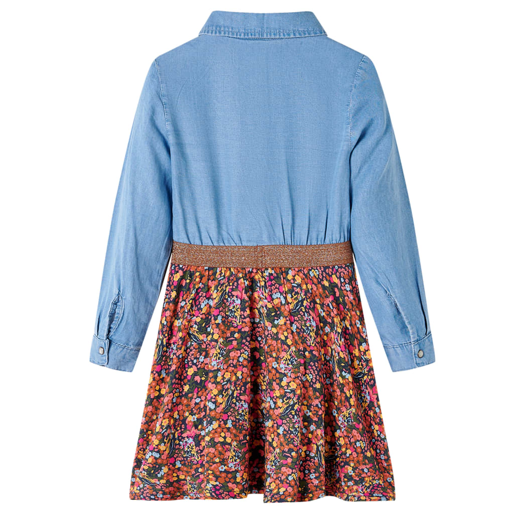 Kinderkleid Mit Langen Ärmeln Marineblau Und Jeansblau 116