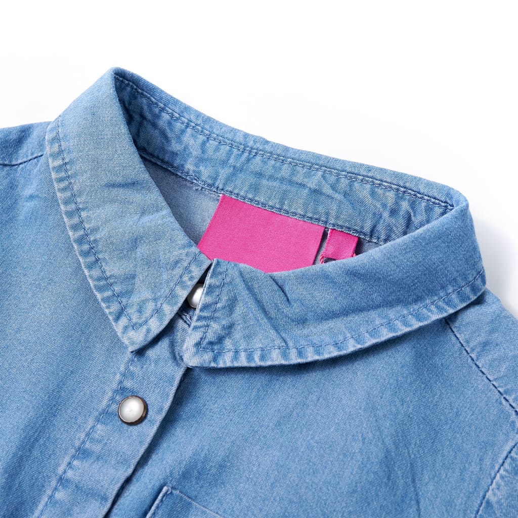 Kinderkleid Mit Langen Ärmeln Marineblau Und Jeansblau 116
