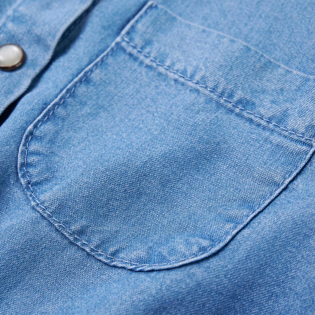 Kinderkleid Mit Langen Ärmeln Marineblau Und Jeansblau 116
