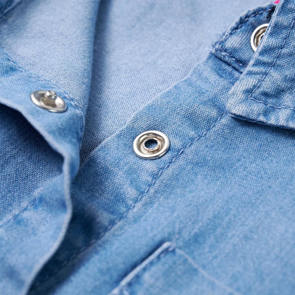 Kinderkleid Mit Langen Ärmeln Marineblau Und Jeansblau 116