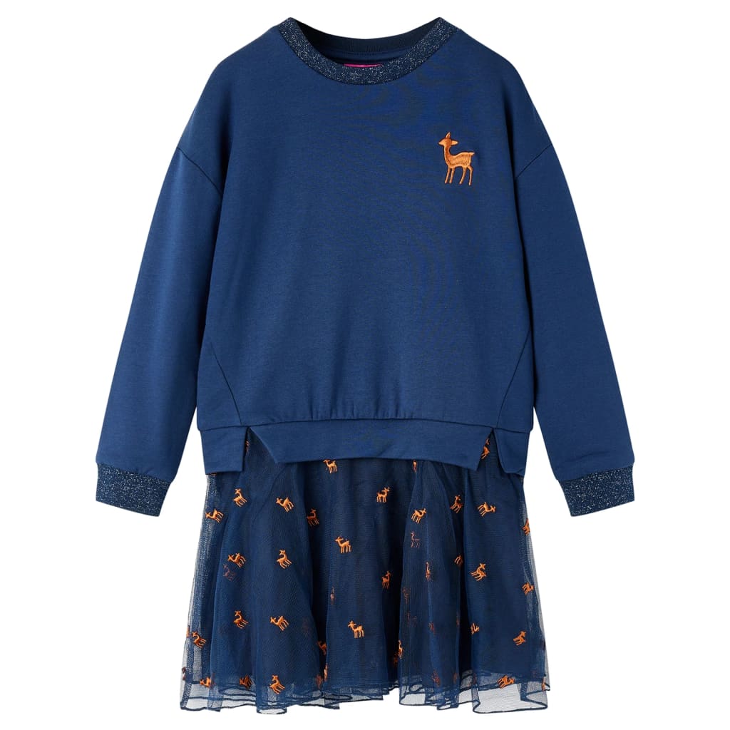 Kinderkleid Mit Langen Ärmeln Marineblau 104
