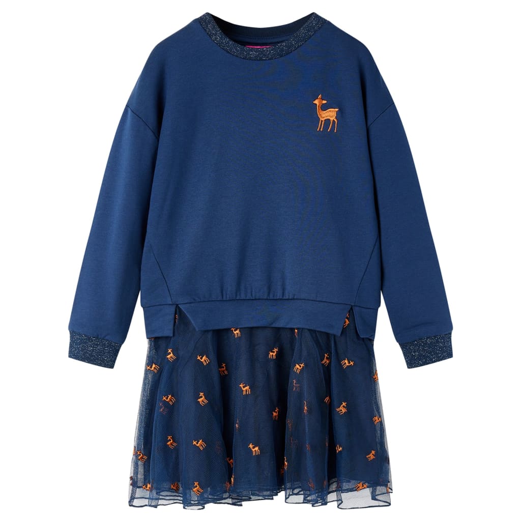 Kinderkleid Mit Langen Ärmeln Marineblau 104