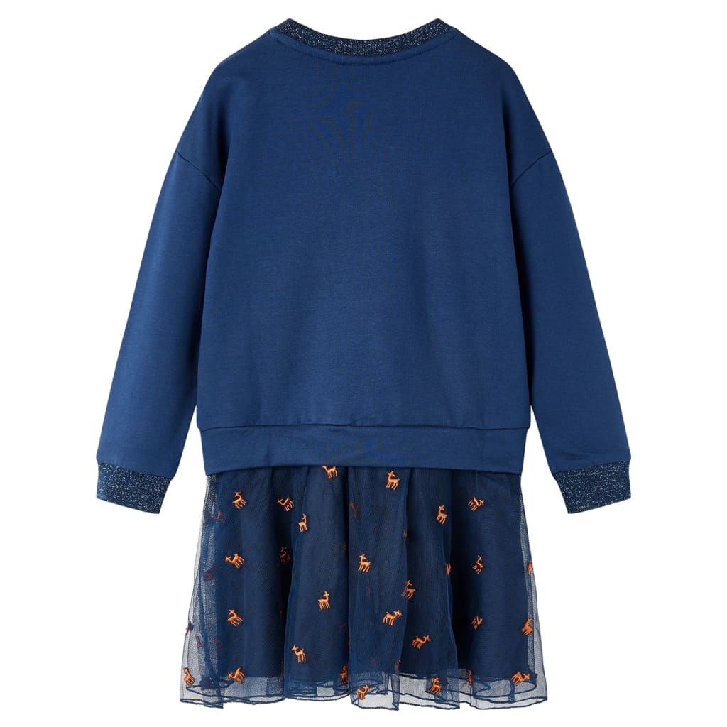 Kinderkleid Mit Langen Ärmeln Marineblau 104