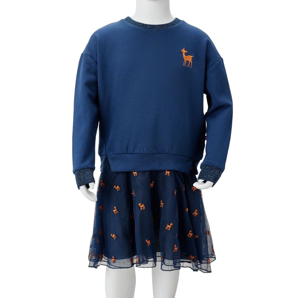 Kinderkleid Mit Langen Ärmeln Marineblau 104