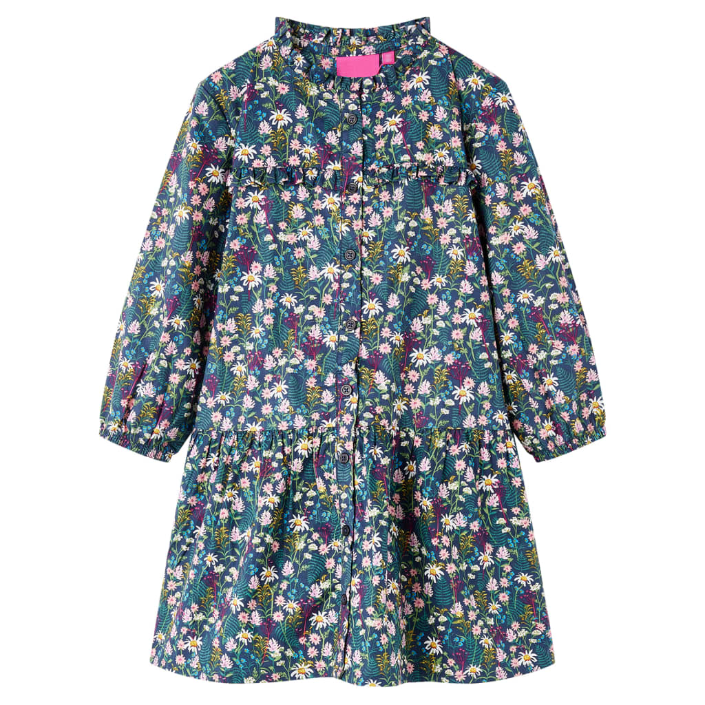 Kinderkleid Mit Langen Ärmeln Dunkelblau 128